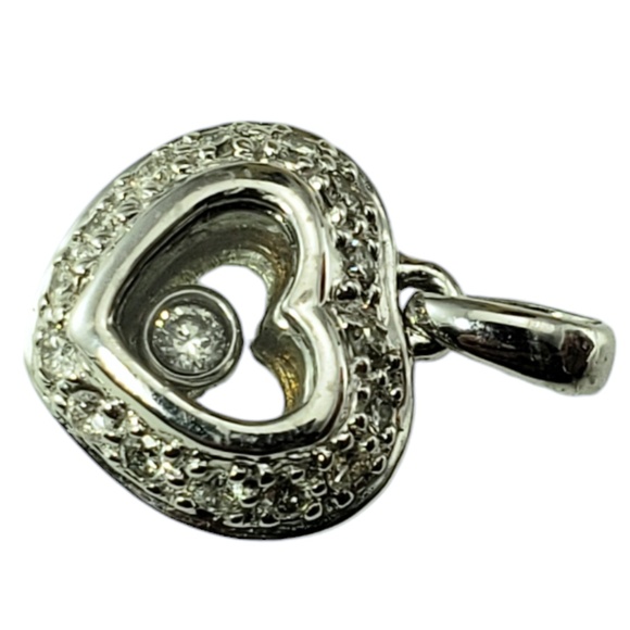 18 Karat White Gold Floating Diamond Heart Pendant #18761 - Picture 2 of 8